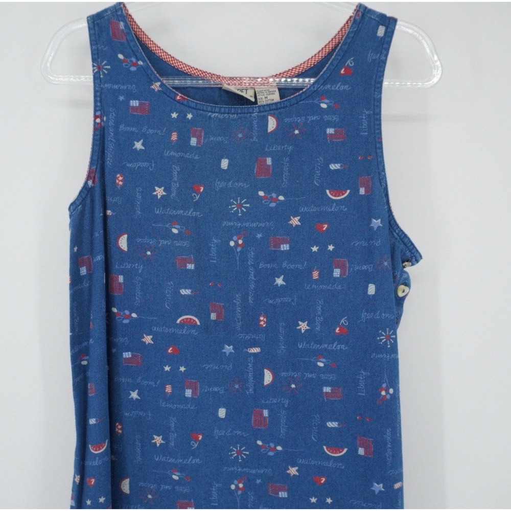 Vintage Koret Denim Maxi Sleeveless Dress Americana 4th Of July Medium